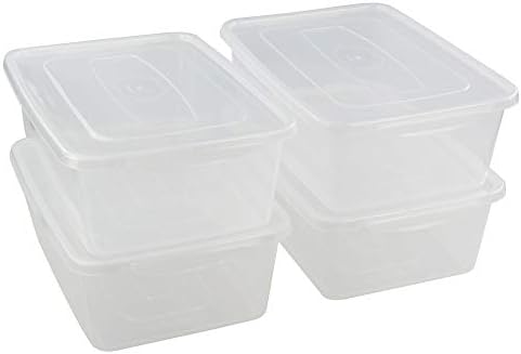 Jekiyo Clear Plastic Storage Bin, 14 Quart Latching Box with Lid, 4 Packs