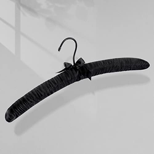 TOPIA HANGER Satin Padded Hangers for Women Clothing 17-inch 10 Pack Black