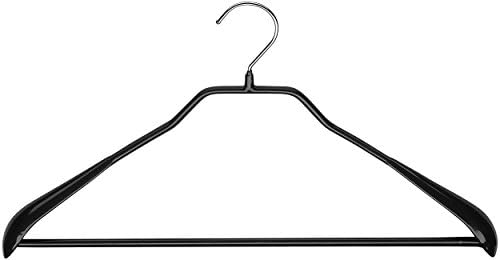 MAWA by Reston Lloyd BodyForm Series Non-Slip Space-Saving Clothes Hanger with Bar for Pants, 16-1/2", Style 42/LS, 1-Each, Black (16211M)