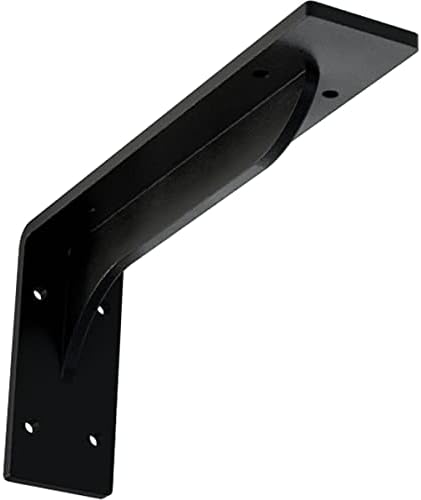Ekena Millwork BKTM02X10X04EBPBL Steel Bracket Embrey, 2" W x 10" D x 4 3/4" H, Powder Coated Black