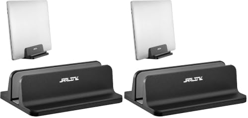 JARLINK Vertical Laptop Stand, Adjustable Aluminum Desktop Holder, Black (Pack of 2)