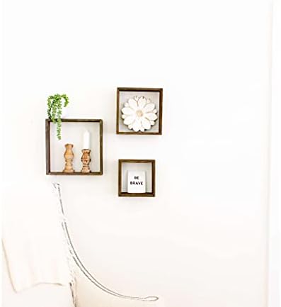 BARNWOODUSA Espresso Rustic Shelves, Square Floating Wood Shadowbox, Home