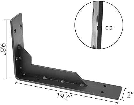 Countertop Support Brackets Heavy Duty, 20" x 10" Max Load 305 lb 5 mm Thick Iron Industrial Shelf Brackets, Black Metal