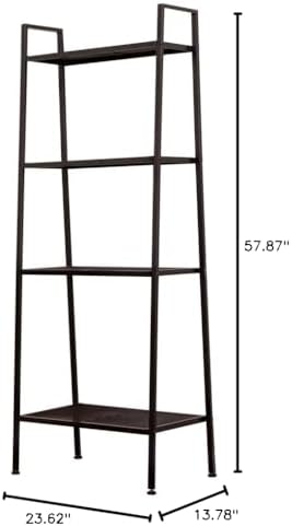 Widen 4-Tier Bookshelf, Free Standing Bookcase Storage Rack Shelves Plant Flower Stand with Wood Look for Living Room, B
