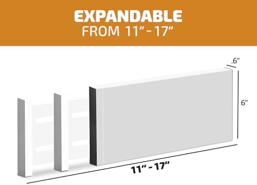 6-Pack Drawer Dividers - 6 Inches High, Adjustable 11 to 17 Inches Bamboo Drawer Organizer, Large Expandable Separator for Clothes, Dresser, Bedroom, Bathroom, Baby, Office, Kitchen Utensil, White