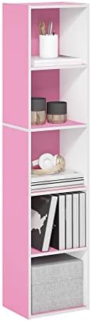 Furinno PASIR Book Shelf, 5-Tier Modern Bookshelf, Open Shelves Bookcase 9 x 12 x 52, Easy Assembly, for Living Room, Be