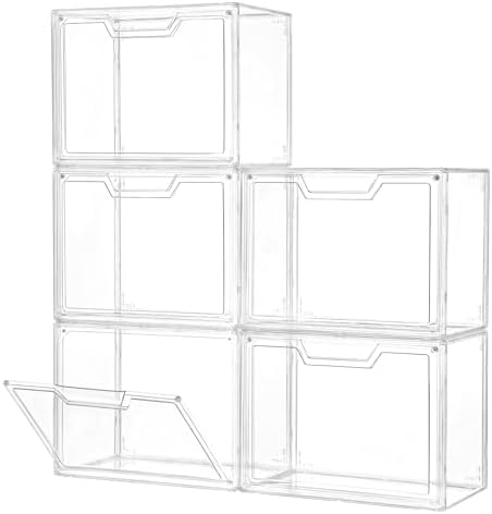 Stackable Acrylic Display Case,Clear Storage Bins with Lid for Collectibles