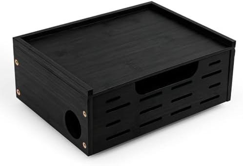 Wooden Cable Management Box - A Stylish Cable Storage Box, Suitable for Power sockets, USB Hiding, TV Cables, Desktop an