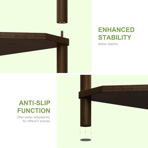 Wisuce Brown Small Corner Shelf Stand, 3-Tier Bamboo Corner Bookshelf