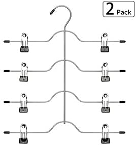 Szxc 2 Pack 4 Tier Skirt Pants Hangers Adjustable Clips Closet Organizer