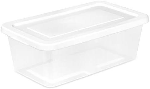 Sterilite Storage Boxes, Stackable Clear Plastic Bins, 6 Quart, 24-Pack