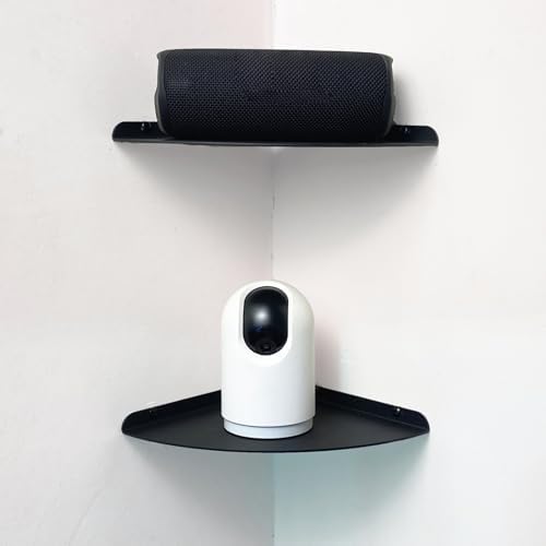 Small Floating Corner Shelves Metal Corner Wall Mounted Shelf Curved Corner Hanging Shelving for Bathroom, Kitchen, Livi