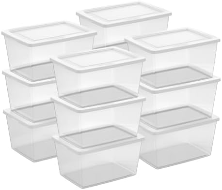 Sterilite Clear Storage Box Stackable Tote, 58 Quart, 12-Pack