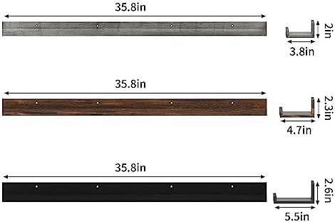 Giftgarden 36 Inch Multi Colors Floating Shelves for Wall Mount, Assorted Colors Wood Wall Shelf Ledge for Bathroom Bedr