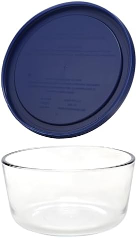 Pyrex (2 7201 4-Cup Glass Bowls with (2) 7201-PC Blue Lids - Made in USA