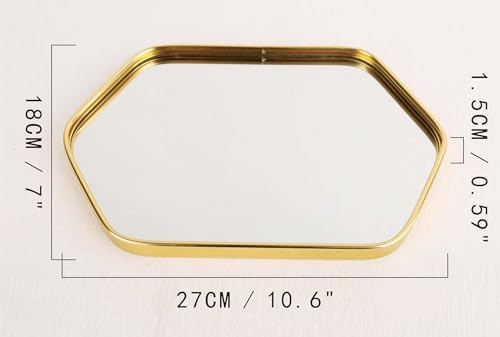 Perfum Trays,Gold Mirror Tray,Vanity Decorative Tray,Non Slip Hexagonal Perfume Organizer for Jewelry,Bathroom,Coffee Ta