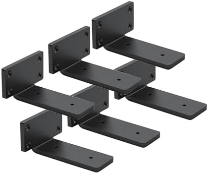 6 Pack Shelf Brackets 4 Inch Floating Shelf Bracket 1/5 inch Thick Heavy Duty Hidden Shelf Brackets Iron Metal Brackets 