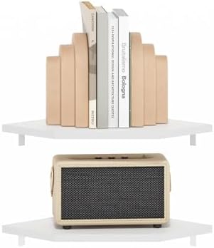 Furinno Rossi Hexagon Floating Shelves for Wall, Set of 2 Geometric Corner Shelf, Wall Mounted Shelves for Bathroom, Hom