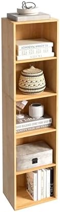 5-Tier Wooden Cube Storage Organizer, 52 Inch Tall Bookcase & Display Shelf with 5 Open Cubes, Freestanding DIY Closet S