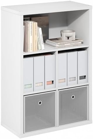 Furinno Cubicle Book Shelf, 5-Cube Bookshelf, Extra Thick Frame Cube Storage Organizer Bookcase with Closed Back, 15.3 x