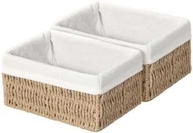 Wicker Baskets Paper Rope ，woven Baskets for Organizing，2-Pack