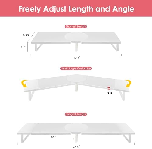 Across-Star Dual-Monitor Stand for Desk - Large Adjustable Length and Angle Riser for 2 Monitors, Double Computer Deskto