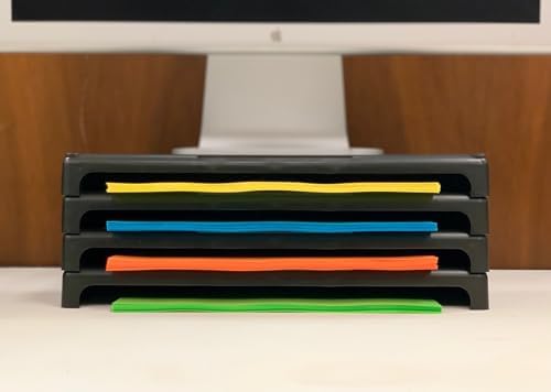 Vu Ryte Stackable 1 Inch Computer Monitor Riser Stand, VuRyser 1, Black, VUR 2455 (4-Pack)