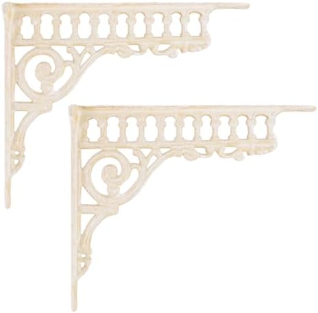 2PCS Cast Iron European Style Wall Shelf Brackets, 10.6in(L), White