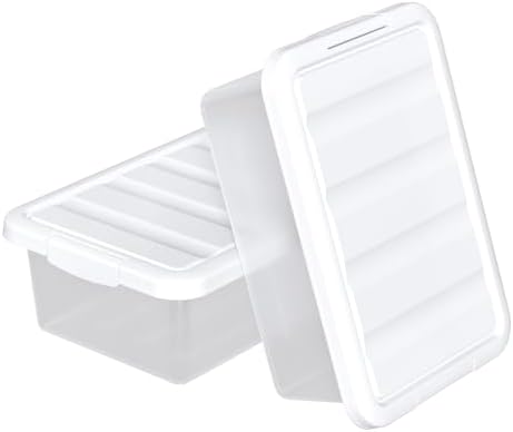 Stackable Plastic Storage Bins with Lids, 14 Qt, 2 Pack