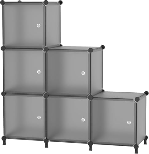 6Cube Storage Organizer Modular Stackable with Doors Grey