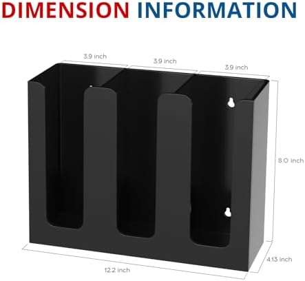 KOTEMON Acrylic Cup and Lid Holder, 3 Compartment, Disposable Coffee Cup Dispenser Cup Storage Organizer, Black