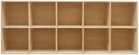 PERFERATE Storage Organizer Solid Wood Cube Bookshelf Open Bookcase Floor Standing Book Display Cabinet Vertical/Horizon