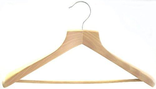 Natural Finish Deluxe Suit Hanger with Bar (Set of 50)