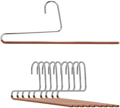 Mawa by Reston Lloyd Non-Slip Space Saving Clothes Hanger with Single Rod for Pants, Style KH35U, Copper,Set of 10