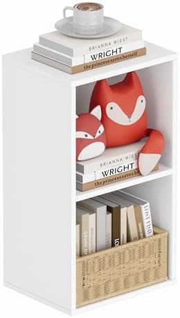 Book Shelf, Wooden Cube Storage Organizer with 11" Open Cubes, Stackable Modular Bookcase for Room Divider Storage, 2 Ti