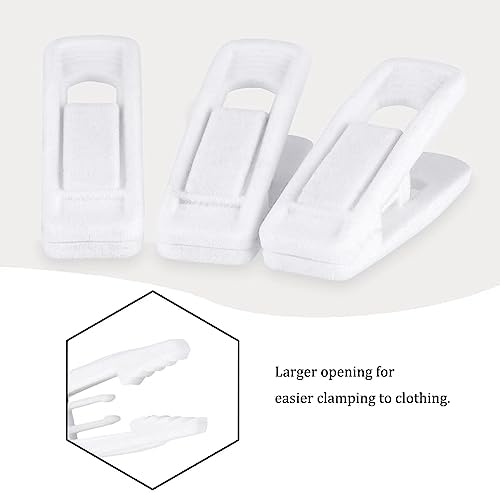 Tinfol White Velvet Hanger Clips 50Pack, Strong Flocked Finger Clips, Large Opening Pants Clip, Clothes Pin for Thin Suit Skirt Pant Clothes Hangers