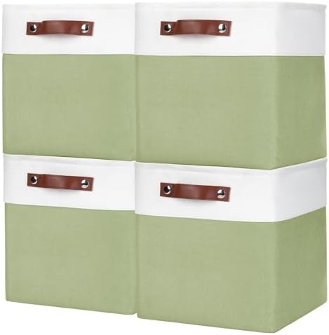 Bagnizer Collapsible Fabric Storage Cubes 11x11 Cube Storage Bins, 4 Pack Closet Baskets Box with Handles for Organizing