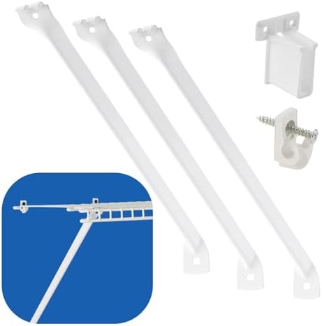 12 Inch Wire Shelf Brackets Set, 3 Pcs Support Brackets Kit for Wire Shelving, Include Mental Closet Support Brace, Down