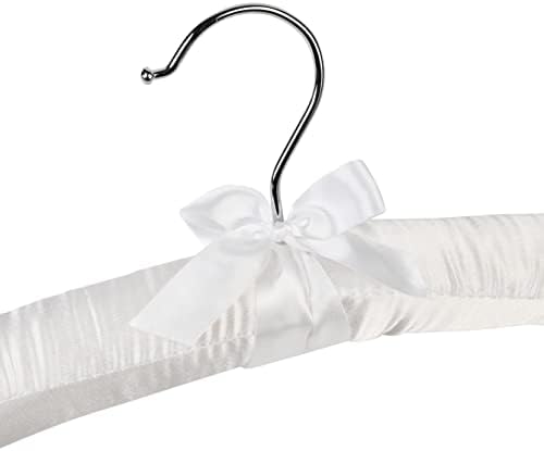 Pure White Satin Padded Sweater Hangers 10 Pack, Blouse Hanger with Thick & Soft Foam for Bridal Wedding Dress Lingerie,