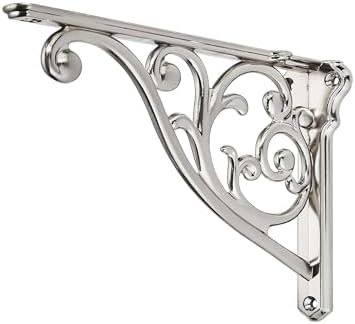 Ornate Decorative Shelf Brackets 6 inch Small Wall Mounted Shelving Bracket 4 Pack Brushed Nickel Vintage Shelf Bracket 