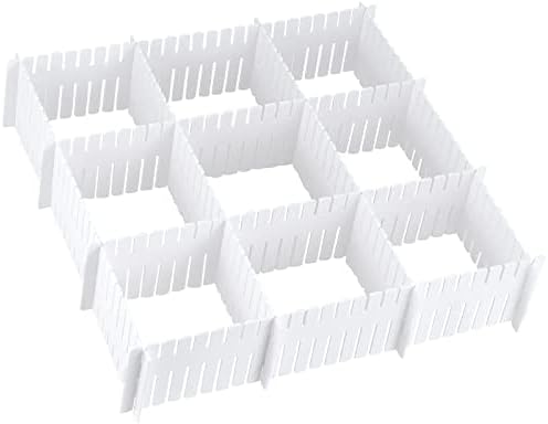 MUKCHAP 72-Piece DIY Grid Drawer Organizer, 12.6 Inch Adjustable Drawer Dividers for Sock, Underwear, Scarf, White