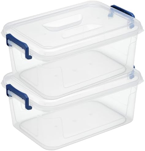 Tribello Plastic Storage Bins with Lids, Clear Stackable Storage Containers - 9.5 Qt - 2 Pack