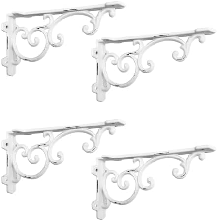 Heavy Duty 8.1"x4.4" Vintage Brackets for Floating Shelves & Kitchen Storage, 8 inch Cast Iron Shelf Brackets - Industri