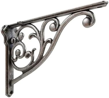 Ornate Decorative Shelf Brackets 8 inch Small Wall Mounted Shelving Bracket 4 Pack Antique Pewter Vintage Shelf Bracket 