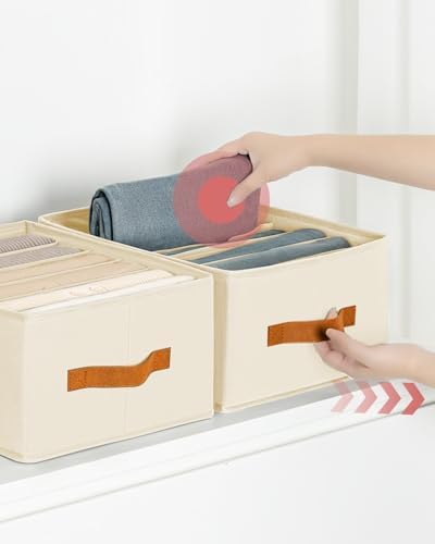 Homsorout Closet Organizers and Storage - Fabric Clothes Organizer with Handles, Foldable Jeans Organizer for Clothes, D