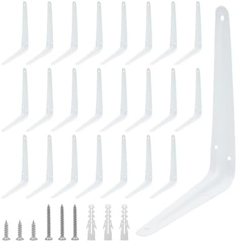 Lilaly 24 Pack Shelf Brackets 8 Inch Shelf Bracket, Heavy Duty L Brackets for Shelves for Hanging Floating Shelves Brack