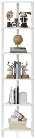 VIMBER Corner Shelf, 6-Tier Corner Bookshelf, Industrial Corner Ladder Shelf, DIY Storage Shelves, Modern Display Shelf 