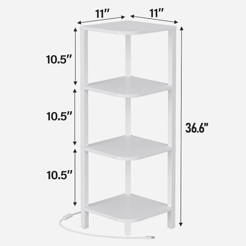 TUTOTAK Corner Shelf, 4-Tier Corner Bookshelf for Small Space