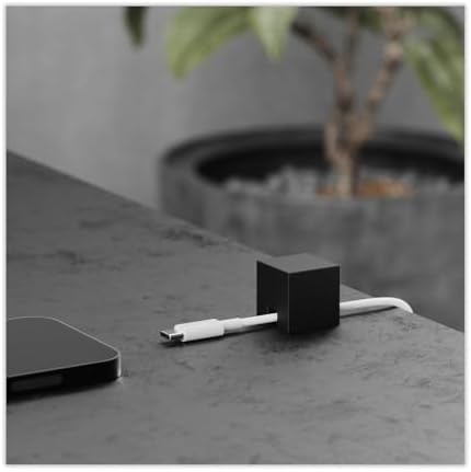 Metal Cord Organizer or Holder, Cable Management, Wire Keeper for Nightstand and Desk - N2U Matte Stainless Steel Cube C