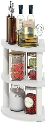 Furinno Turn-N-Tube Kitchen Countertop Organizer, 3-Tier Corner Countertop Organizer Shelf, Corner Shelf, for Kitchen, P